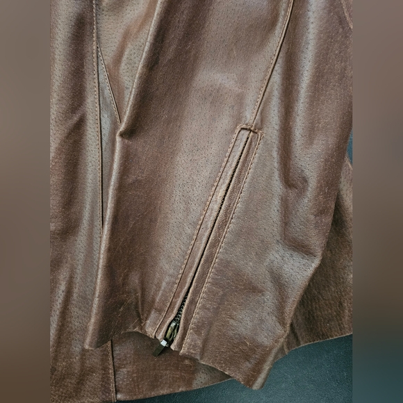 NWOT - Leather Lane Bryant Brown Biker Jacket - Size 14/16 - Vintage - Picture 6 of 9